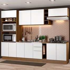 Cozinha Completa Madesa Stella 290001 com Armário e Balcão - Rustic/Branco Rustic/Branco