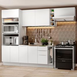Cozinha Completa Madesa Stella 290002 com Armário e Balcão Branco