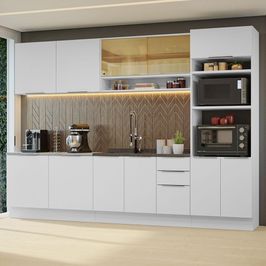 Armário de Cozinha Completa 310cm Branco Stella Madesa 02 Branco
