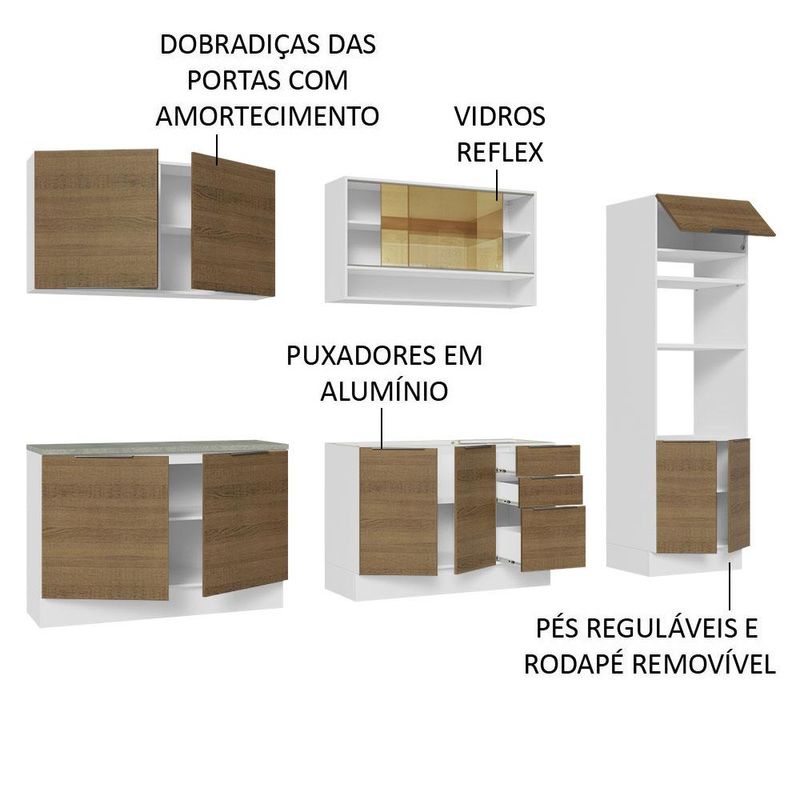 Armário de Cozinha Completa 310cm Rustic Stella Madesa 02