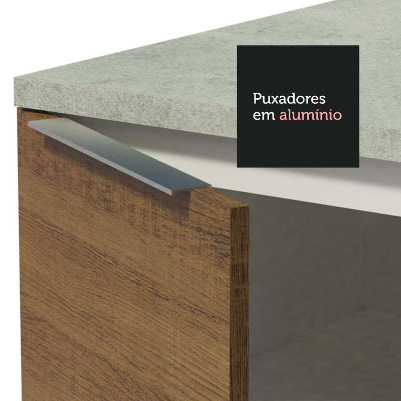 Armário de Cozinha Modulado de Canto Direito 4 Peças CP39 com Pia Inox Castanho/Preto