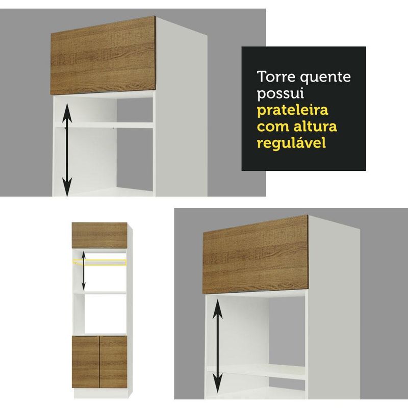 Armário de Cozinha Modulado de Canto Direito 4 Peças CP39 com Pia Inox Castanho/Preto