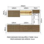 Armário de Cozinha Modulado de Canto Direito 4 Peças CP39 com Pia Inox Castanho/Preto