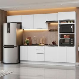 Armário de Cozinha Completa 330cm Branco Stella Madesa 05 Branco