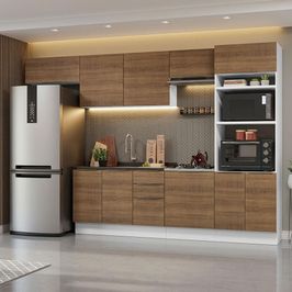 Armário de Cozinha Completa 330cm Branco/Rustic Stella Madesa 05 Branco/Rustic
