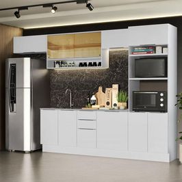 Armário de Cozinha Completa 330cm Branco Stella Madesa 06 Branco