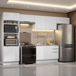 Armário de Cozinha Completa 350cm Branco Stella Madesa 01 Branco