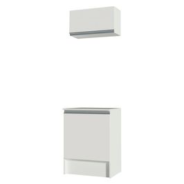 Kit Madesa Topazio 60 cm 2 Portas com Armário Aéreo e Balcão - Branco Branco