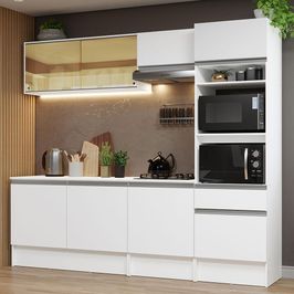 Armário de Cozinha Completa 240cm Branco Diamante Madesa 06 Branco