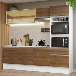 Armário de Cozinha Completa 240cm Branco/Rustic Diamante Madesa 06 Branco/Rustic