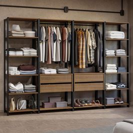 Guarda-Roupa Closet Modulado Valencia 4 Gavetas 258cm Rustic/Preto Madesa 01 Rustic/Preto