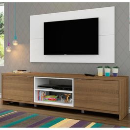 Rack Madesa Metz e Painel para TV até 55 Polegadas - Rustic/Branco Rustic/Branco