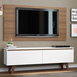 Rack Madesa Le Mans e Painel para TV até 55 Polegadas 2 Portas Rustic/Branco