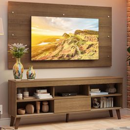 Rack com Painel para TV até 65 Polegadas com Pés Rustic Texas Madesa Rustic