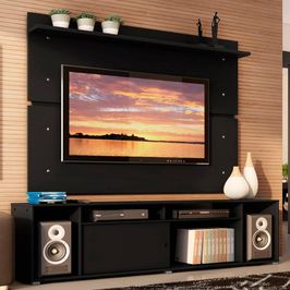 Rack Madesa Cancun e Painel para TV até 65 Polegadas - Preto Preto