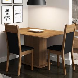Conjunto Sala de Jantar Madesa Gabi Mesa Tampo de Madeira 2 Cadeiras - Rustic/Preto/Sintético Preto Rustic/Preto/Sintético Preto