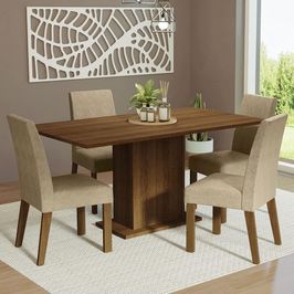 Conjunto Sala de Jantar Mesa Tampo de Madeira 4 Cadeiras Rustic/Imperial Keila Madesa Rustic/Imperial