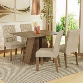 Conjunto Sala de Jantar Mesa Tampo de Madeira 4 Cadeiras Rustic/Imperial Gisele Madesa Rustic/Imperial