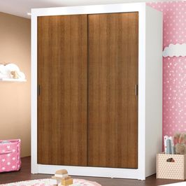Guarda-Roupa Infantil Madesa Enzo 2 Portas de Correr - Branco/Rustic Branco/Rustic
