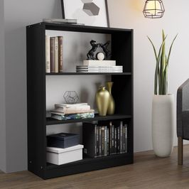 Estante para Livros Home Sala Madesa 6907 com 3 Nichos - Preto Preto