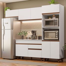 Cozinha Completa Madesa Reims 260008 com Armário e Balcão - Branco Branco