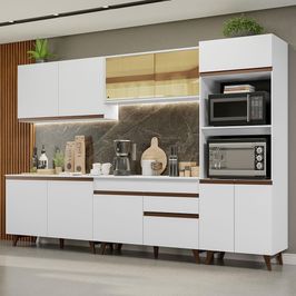 Armário de Cozinha Completa 310cm Branco Reims Madesa XA01 Branco