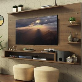 Painel para TV até 60 Polegadas Madesa Alfa com Prateleiras e Nichos - Rustic Rustic