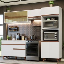 Cozinha Completa Madesa Reims XC260001 com Armário, Balcão e Tampo - Branco Branco