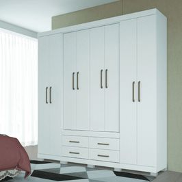 Guarda Roupa 8 Portas 4 Gavetas com Pés Nápoles Santos Andirá | Branco (S/V)