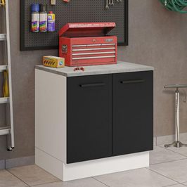 Balcão Multiuso 80cm 2 Portas Branco/Preto Agata Madesa Branco/Preto