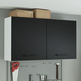 Armário Aéreo Multiuso 120cm 2 Portas Branco/Preto Agata Madesa Branco/Preto