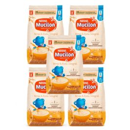 Kit 5 Mucilon Arroz E Aveia Integral Cereal Infantil Sachê 180g