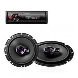 Kit Pioneer Som Automotivo Bluetooth MP3 USB + Par De Autofalantes 6 Polegadas