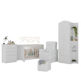 Quarto Completo com Colchão, Poltrona Amamentação/Puff João e Maria Multimóveis MP4110 Branco