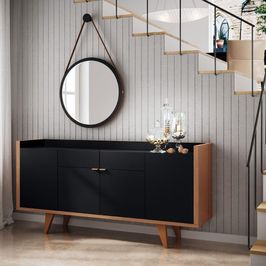 Buffet Balcão Decorativo Albani Sala de Jantar Preto/Nature G26 - Gran Belo