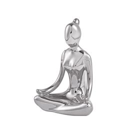 Escultura Decorativa de Yoga em Porcelana 1 Prata G39 - Gran Belo