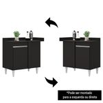 Balcão de Canto Reto com Tampo 1 Porta Denver Preto - Lumil