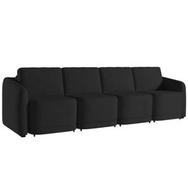 Sofá Cama Casal para Sala 396cm Polska K04 Veludo Preto - Mpozenato
