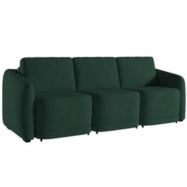Sofá Cama Casal para Sala 336cm Polska K04 Veludo Verde - Mpozenato