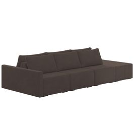 Sofá Ilha Modular com Puff para Sala Living 312cm Georgia K04 Veludo Marrom - Mpozenato