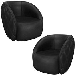 Kit 2 Poltronas Decorativa para Sala 90cm Tressê Zion M22 Sintético Preto - Mpozenato