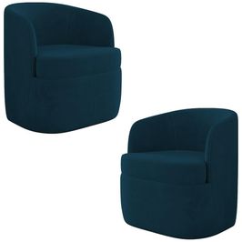 Kit 2 Poltronas Giratória Decorativa para Sala Dandara K04 Veludo Azul - Mpozenato