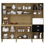 Armário de Cozinha Compacta 222cm Intensa K02 Freijó/Nero - Mpozenato