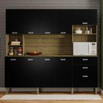 Armário de Cozinha Compacta 222cm Intensa K02 Freijó/Nero - Mpozenato
