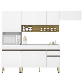 Armário de Cozinha 4 peças Balcão com Tampo 120cm Lina07 K02 Supremo/Freijó - Mpozenato