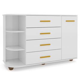 Cômoda Infantil com Cantoneira e 4 Gavetas 100% MDF New Lorena Branco - Phoenix