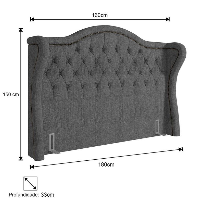 Cabeceira Cama Box Casal Queen 160cm Antibes P02 Linho Cinza Cabeceira Cama Box Casal Queen 160cm Antibes P02 Linho Cinza