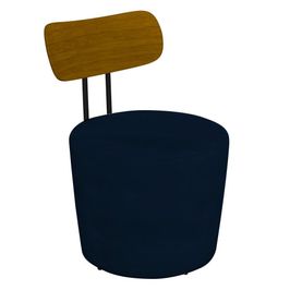 Poltrona Decorativa para Sala de Estar Redonda 53cm Le Moon M22 Veludo Azul Marinho - Mpozenato