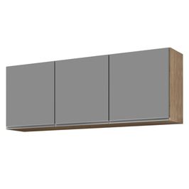 Armário Aéreo de Cozinha 150cm 3 Portas Argélia Castanho/Cinza - Lumil Móveis