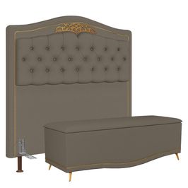 Cabeceira Cama Box Casal 140cm Com Calçadeira Baú Imperial J02 Sintético Areia - Mpozenato